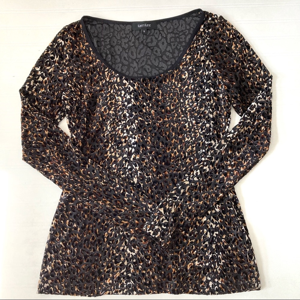 KAREN KANE SEMI SHEER LEOPARD PRINT SHIRT